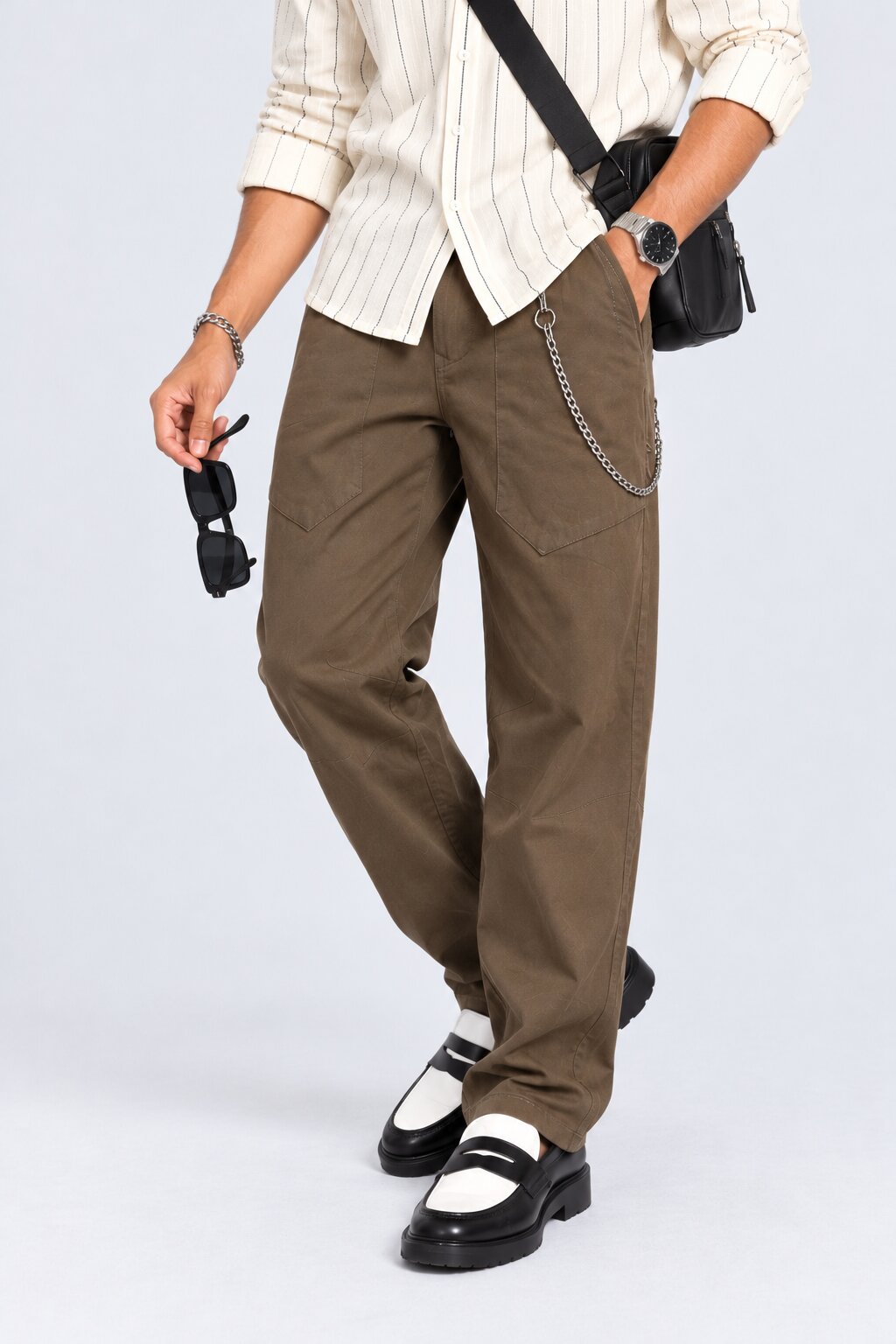 Mens Olive Regular Fit Drawstring Trouser - Image 1