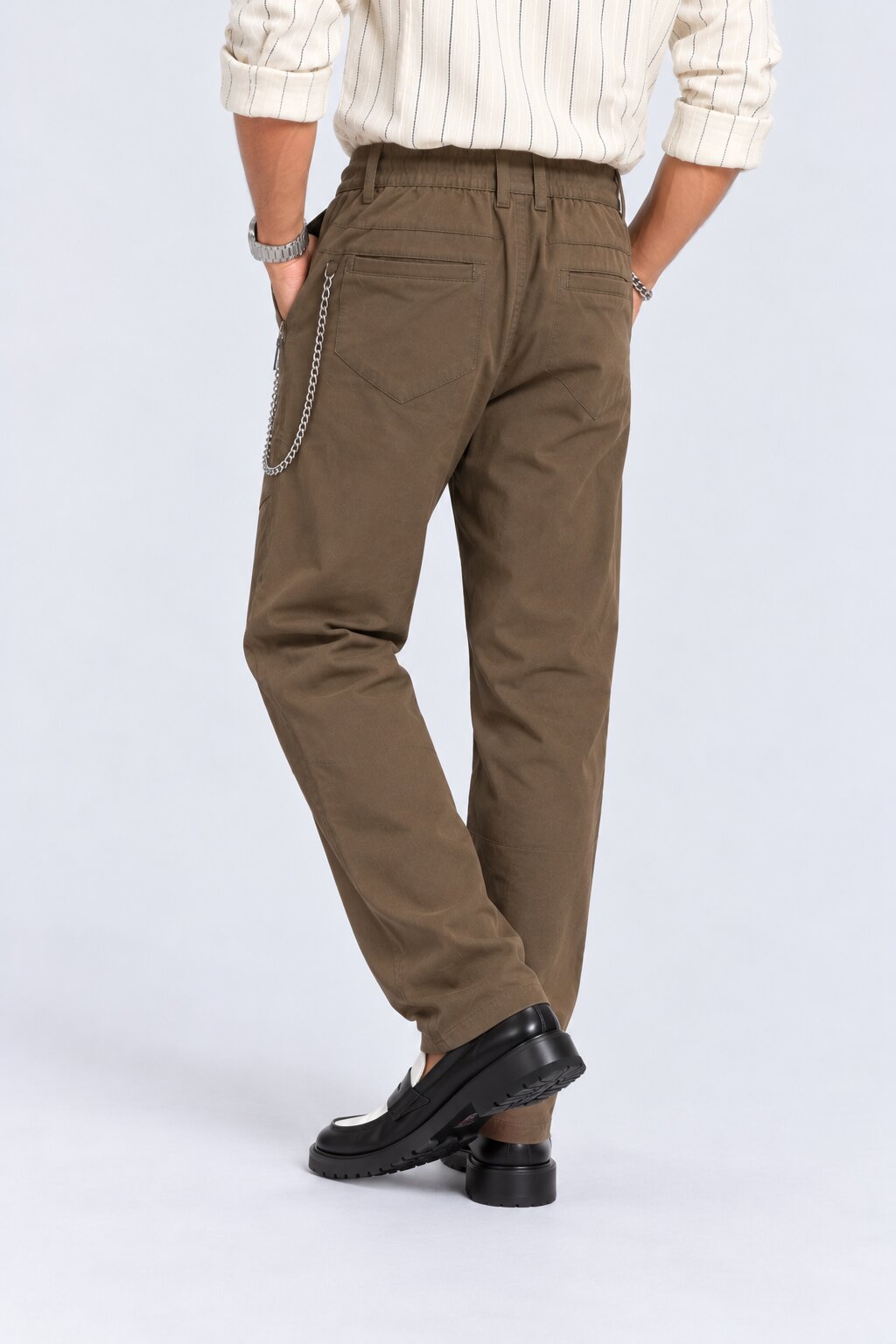 Mens Olive Regular Fit Drawstring Trouser - Image 5