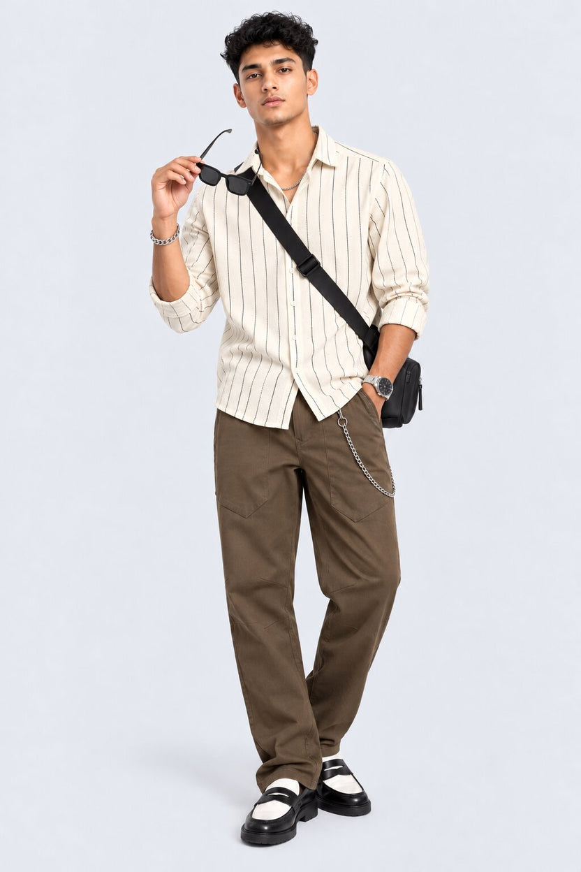 Mens Olive Regular Fit Drawstring Trouser - Image 6