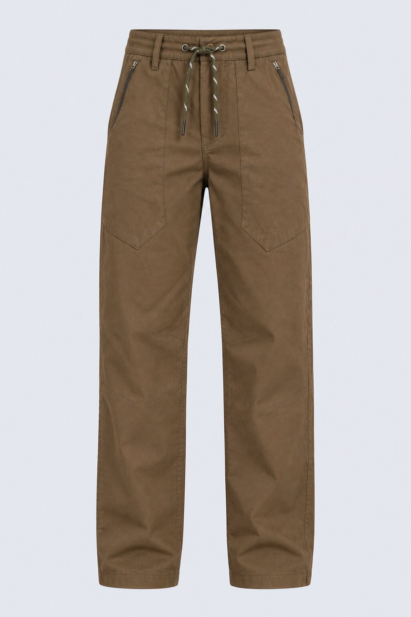 Mens Olive Regular Fit Drawstring Trouser - Image 7