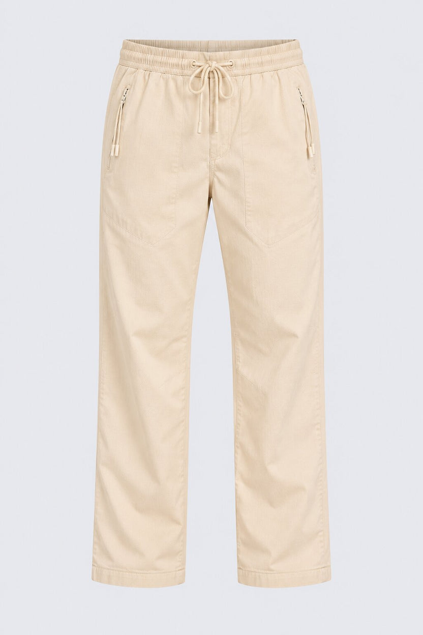 Mens Beige Solid Regular Fit Solid Trouser - Image 7