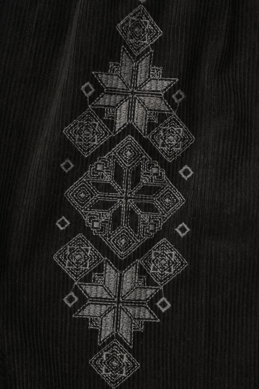 Mens Black Embroidered Corduroy Zip-Up Jacket - Image 8