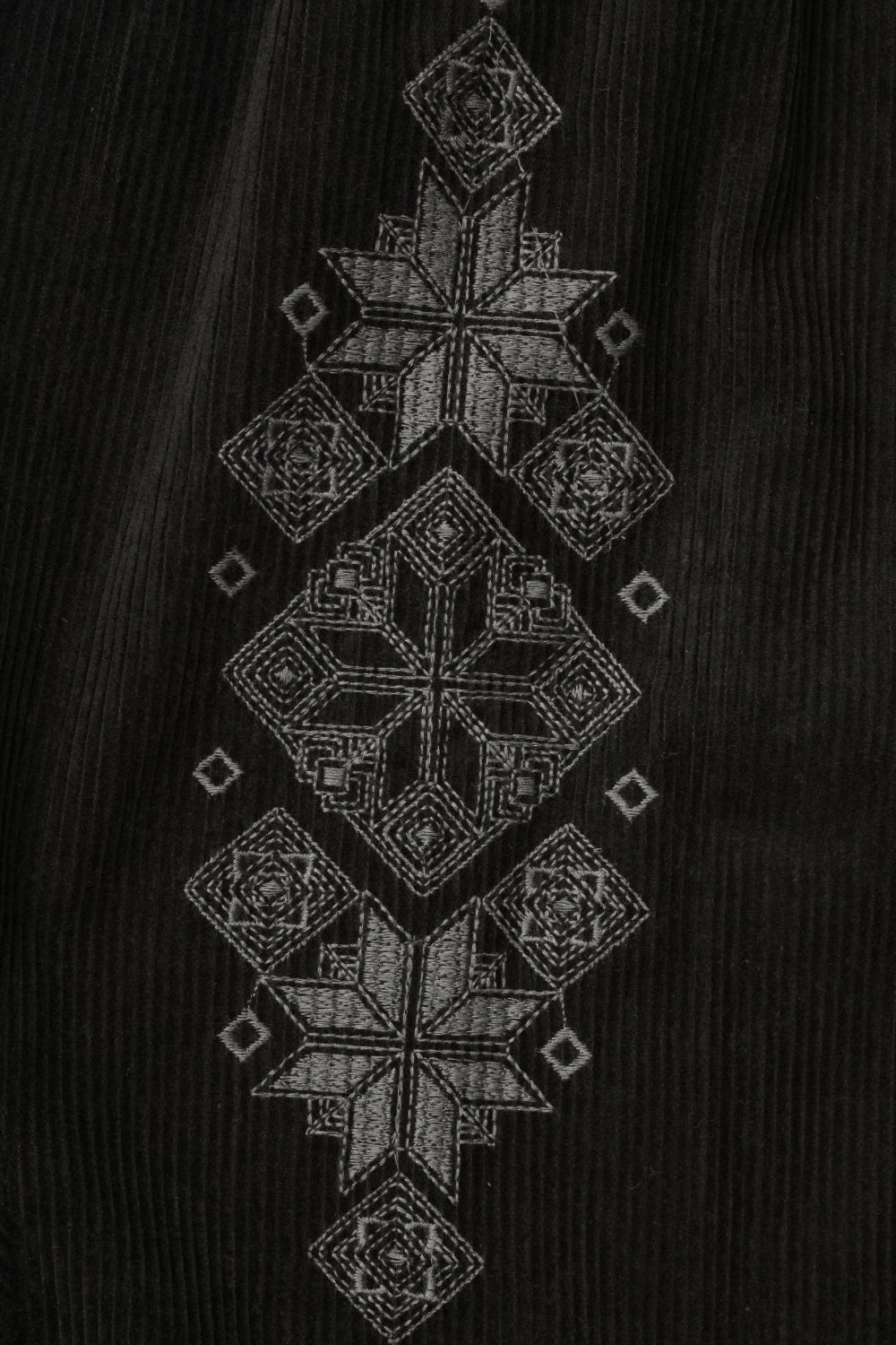 Mens Black Embroidered Corduroy Zip-Up Jacket - Image 8