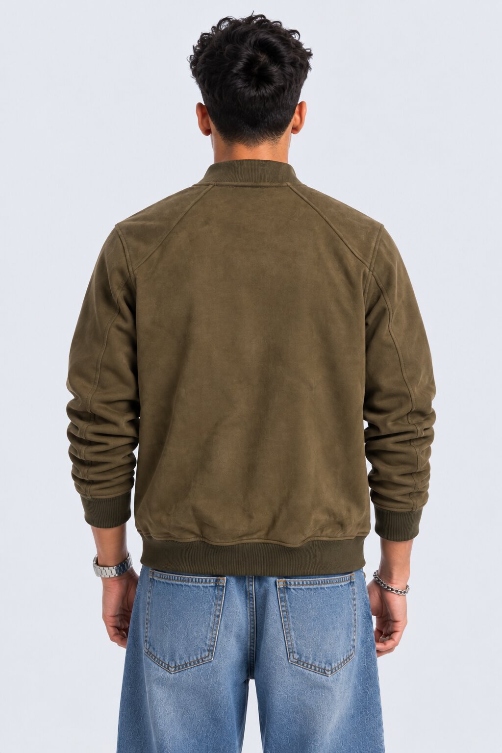 Mens Regular Olive Solid Jacket - Image 5