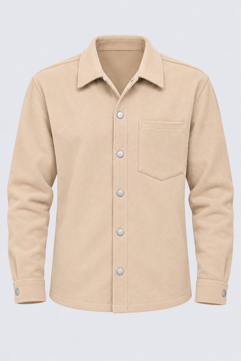 Mens Cream Solid Snap Button Shaket - Image 7