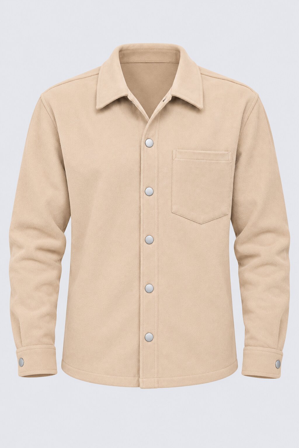Mens Cream Solid Snap Button Shaket - Image 7