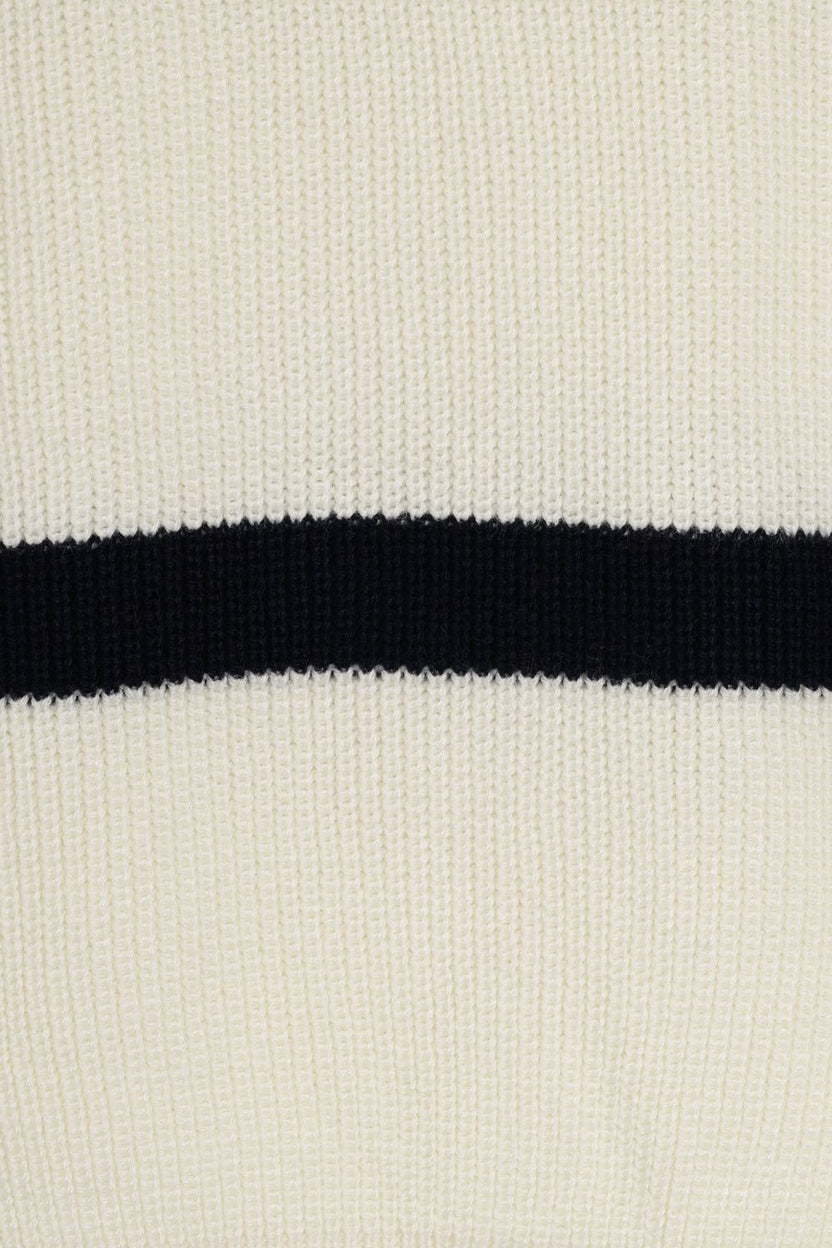 Mens Navy Striped Zip Neck Sweater - Image 7