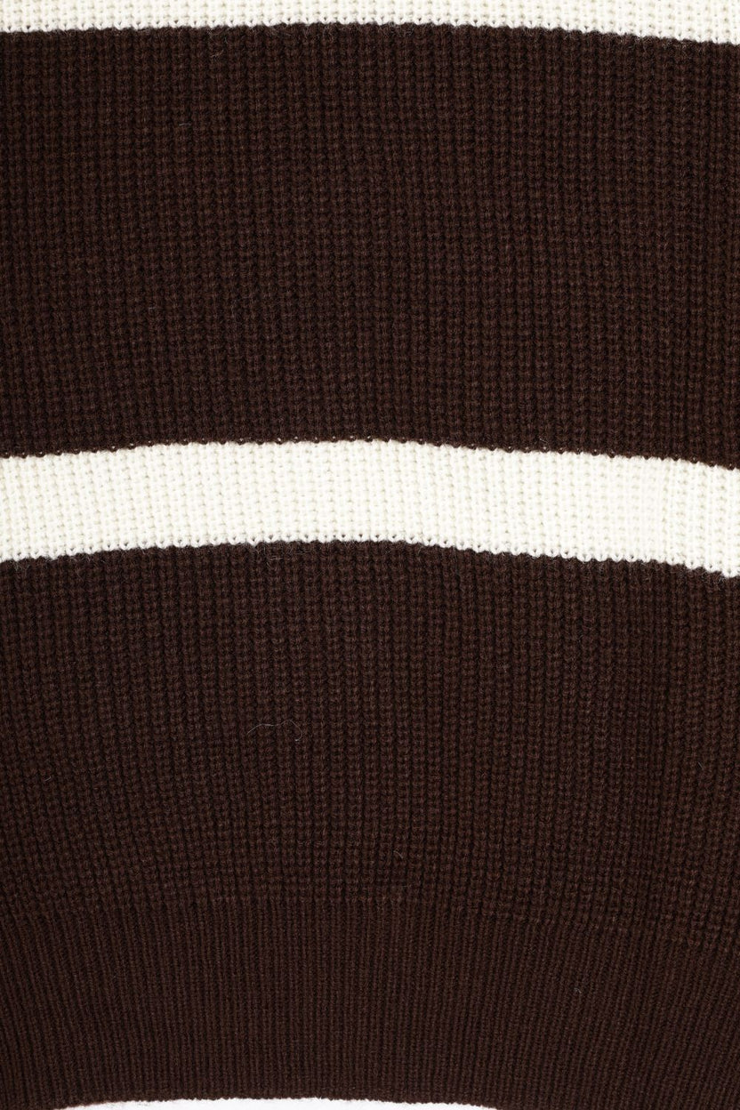 Mens Brown Striped Zip Neck Sweater - Image 7