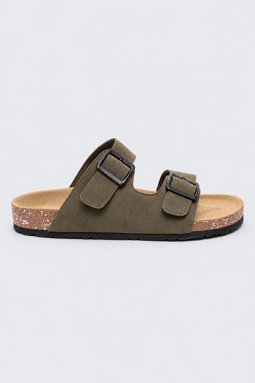 Mens Olive Double Strap Casual Sandal - Image 4