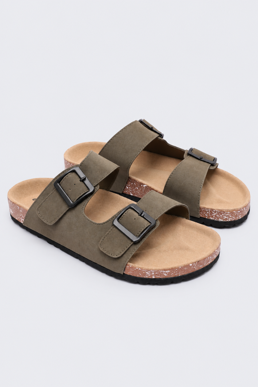 Mens Olive Double Strap Casual Sandal - Image 6