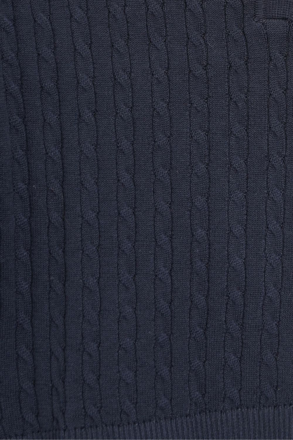 Womens Navy Cable Knit Polo Sweater - Image 8