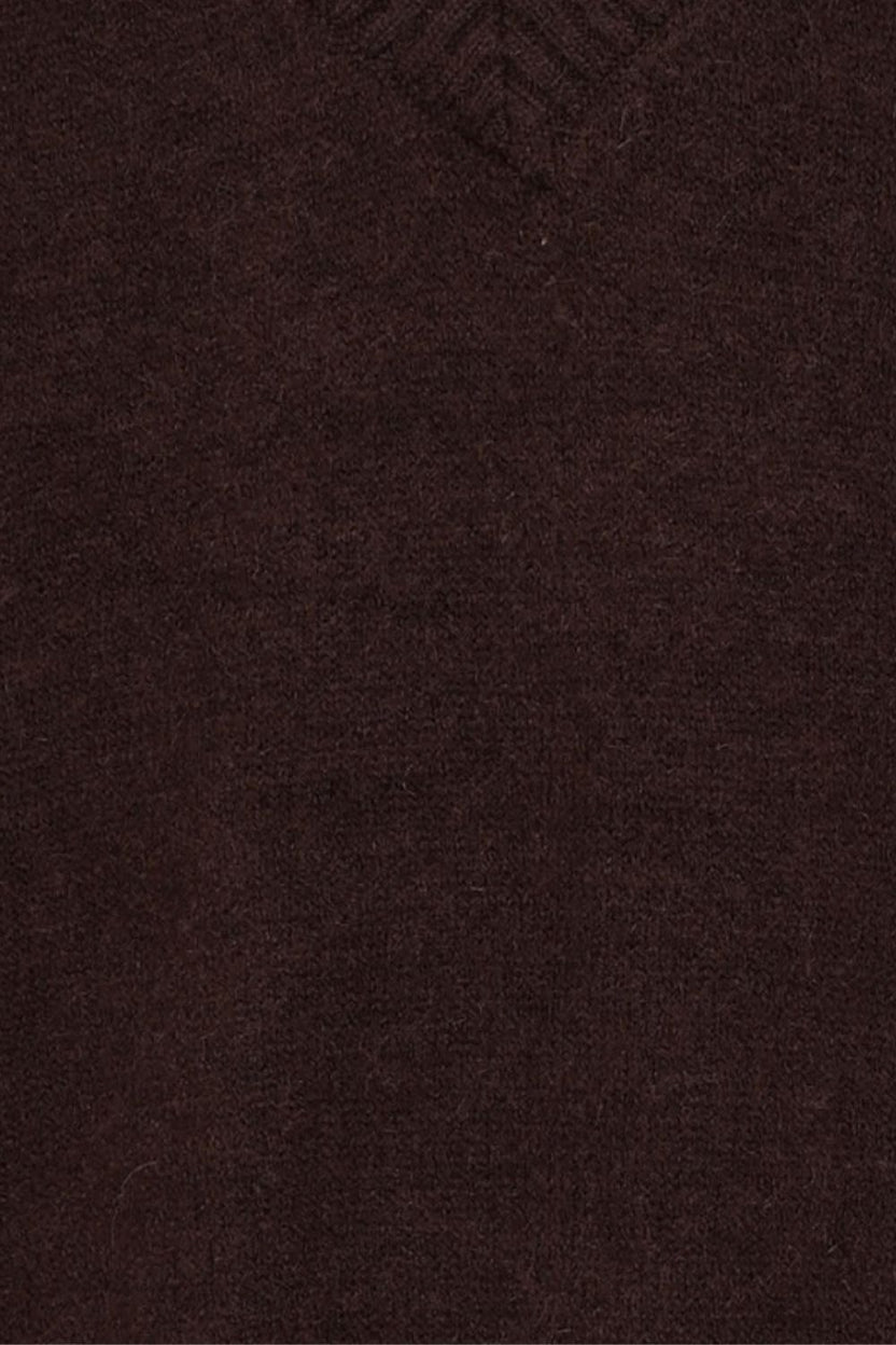 Womens Brown V-Neck Knit Sweater - Image 8