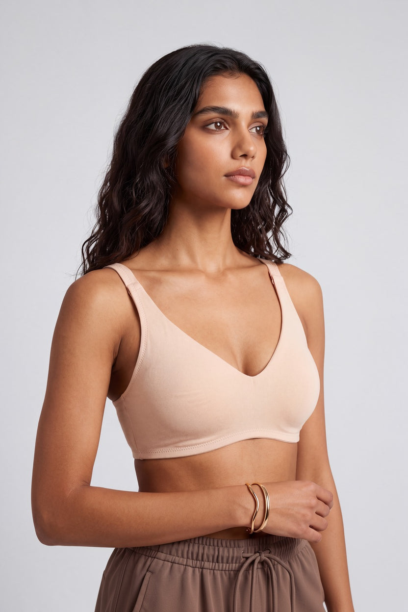 Womens Wear Beige Solid Bra - Image 3
