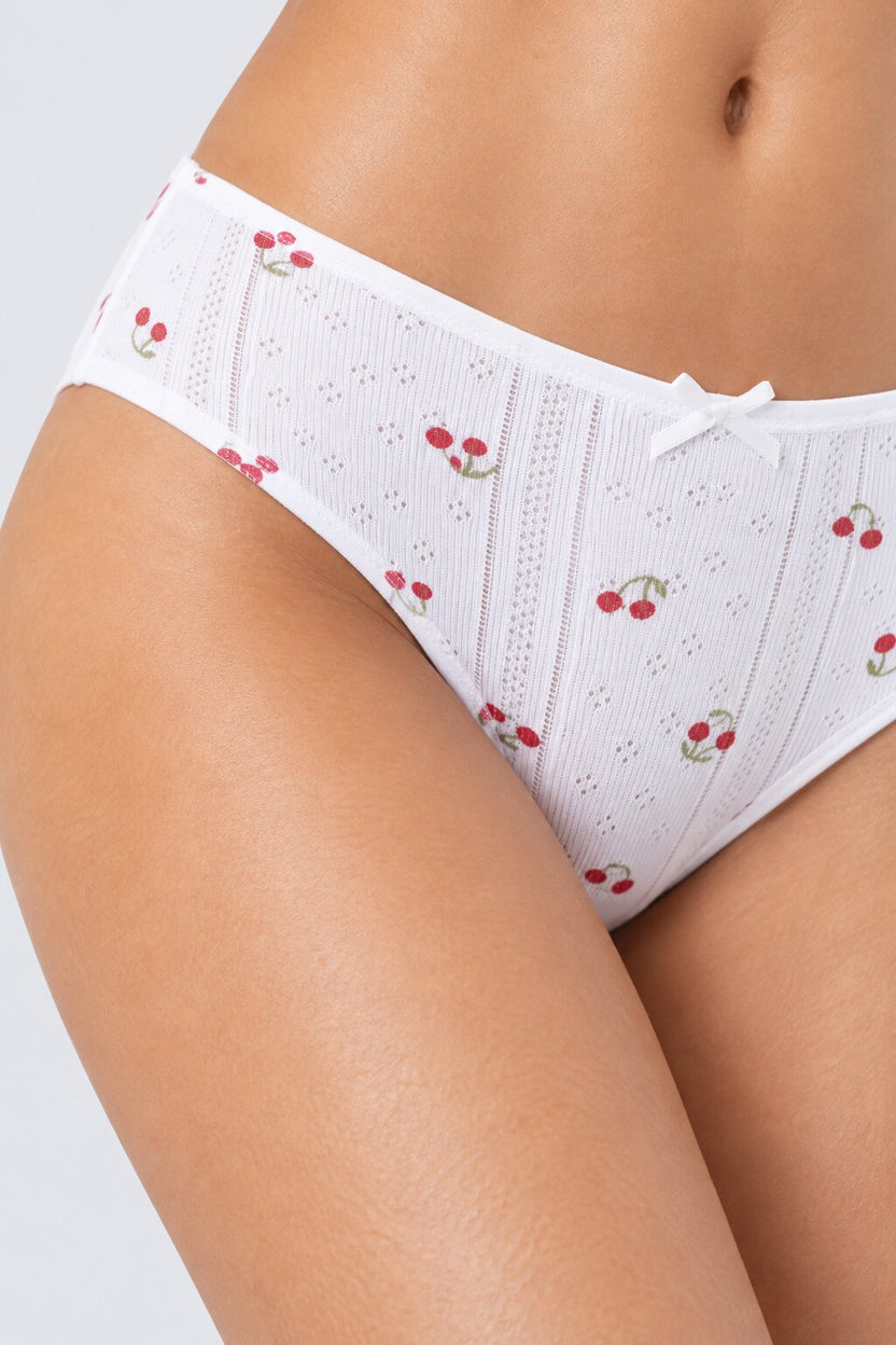 Womens Off White Cherry Printed Panties - Image 3