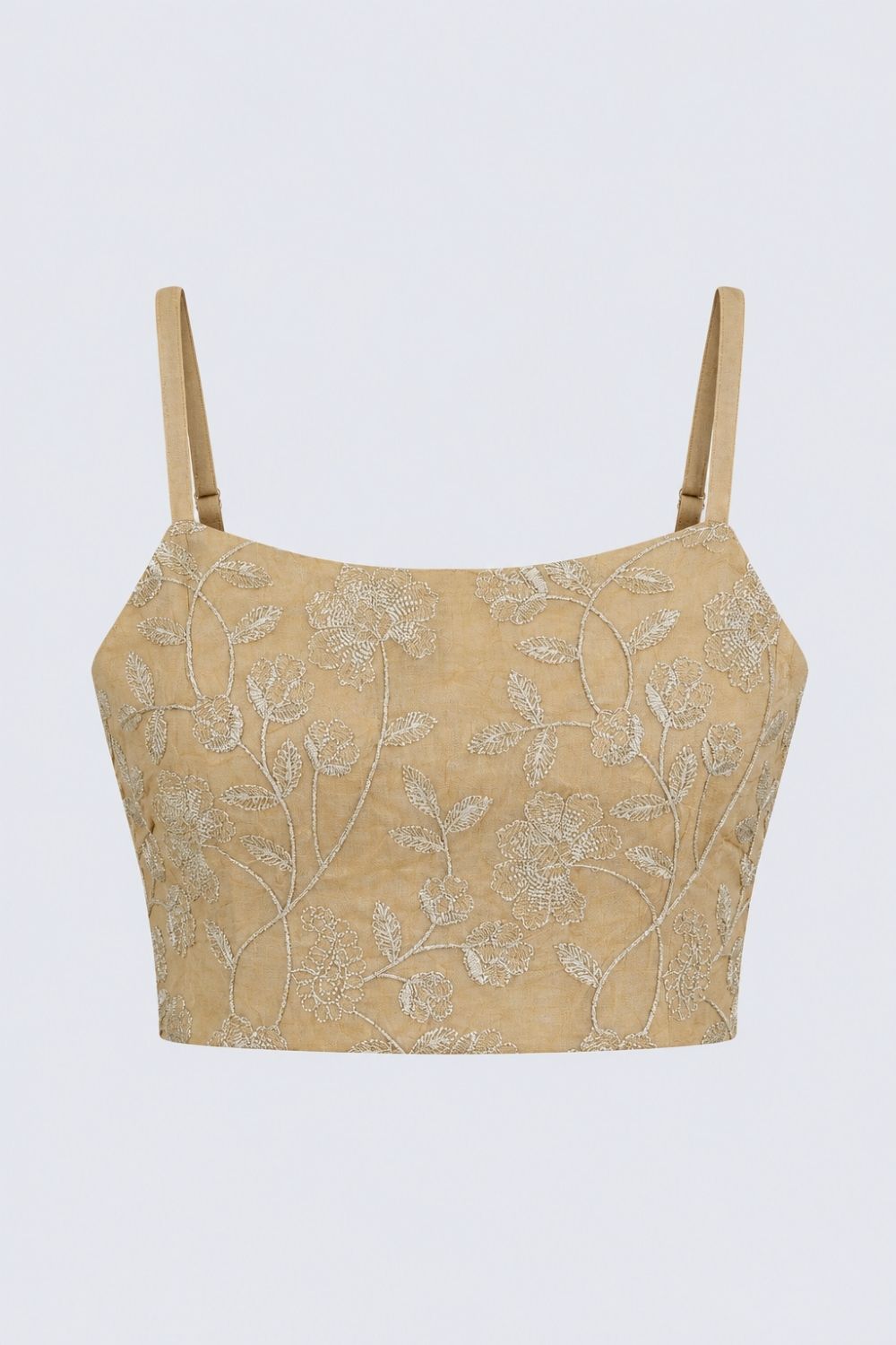 Womens Beige Embroidered Crop Top - Image 7