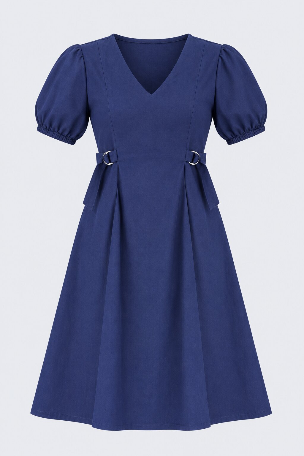 Womens Blue Puff Sleeve Midi Dress - Image 7