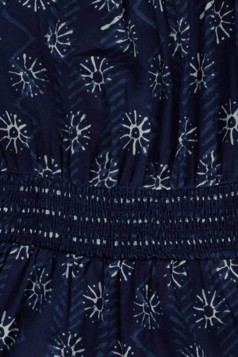 Womens Navy Printed Tiered Midi Dress - Image 8