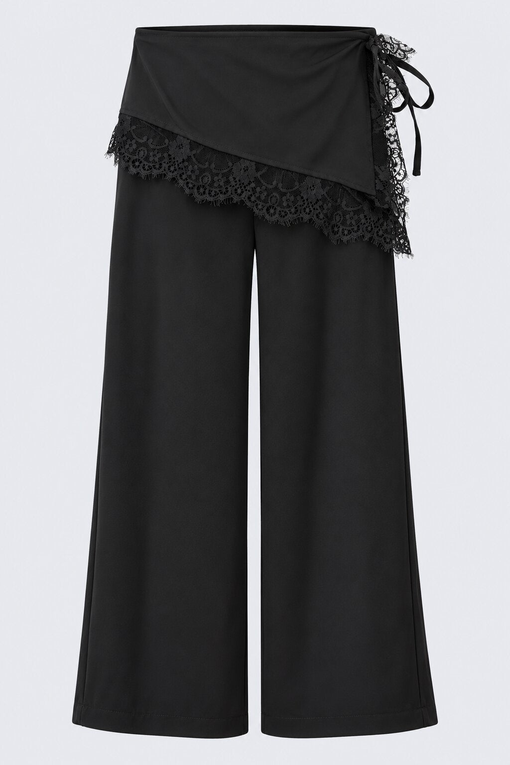 Womens Black Lace Detail Wrap Trouser - Image 7