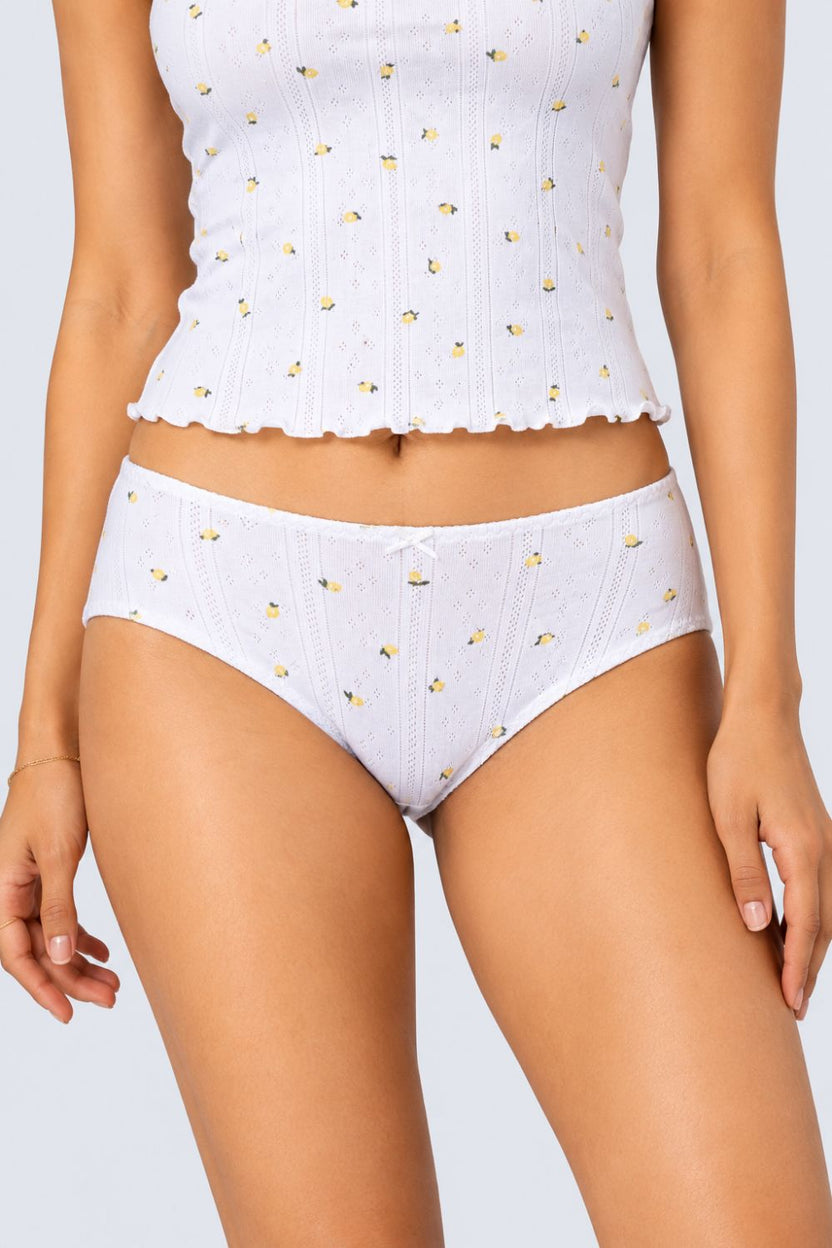 Womens Off White Floral Printed Panties - Image 3