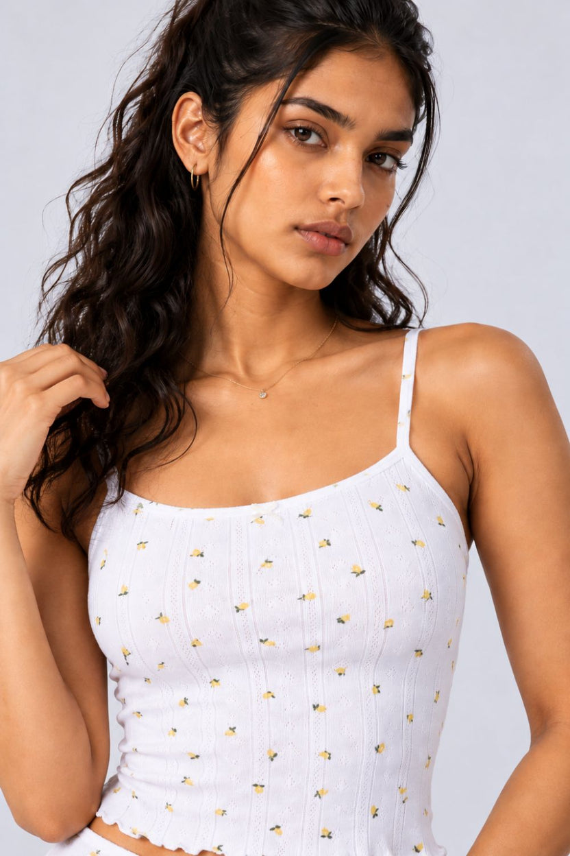 Womens Off White Floral Printed Camisole - Image 7