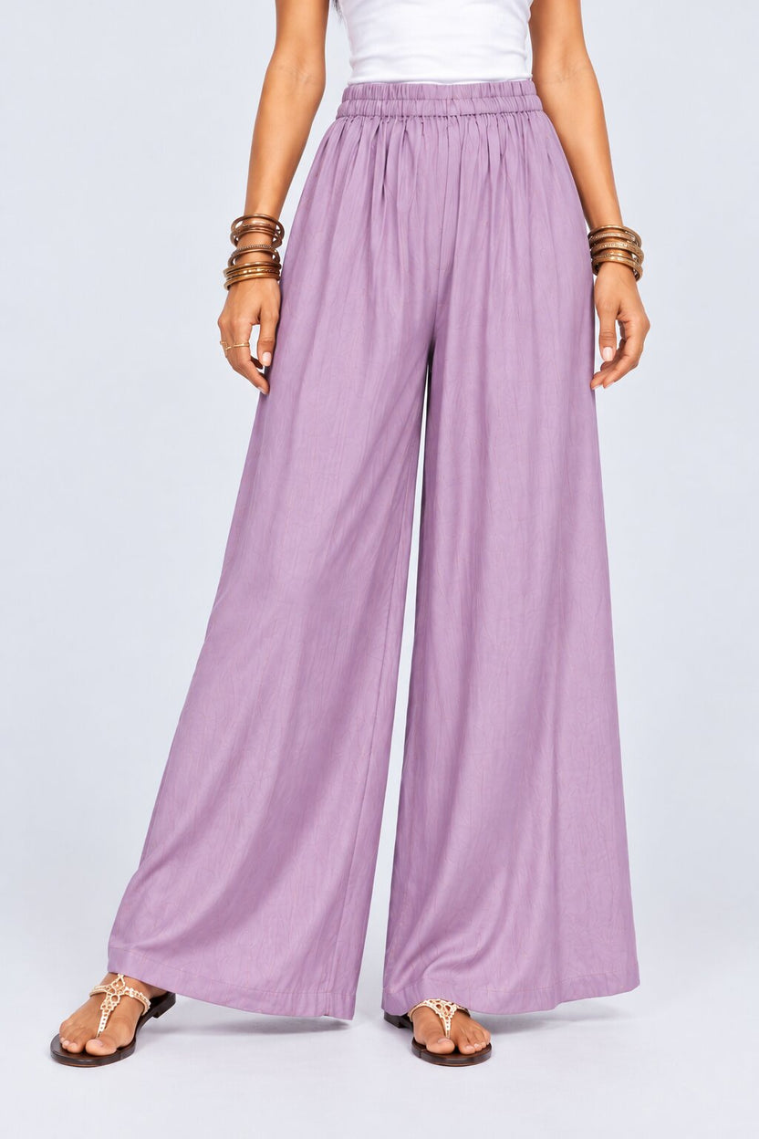 Womens Lilac Flared Festive Palazzos - Image 2
