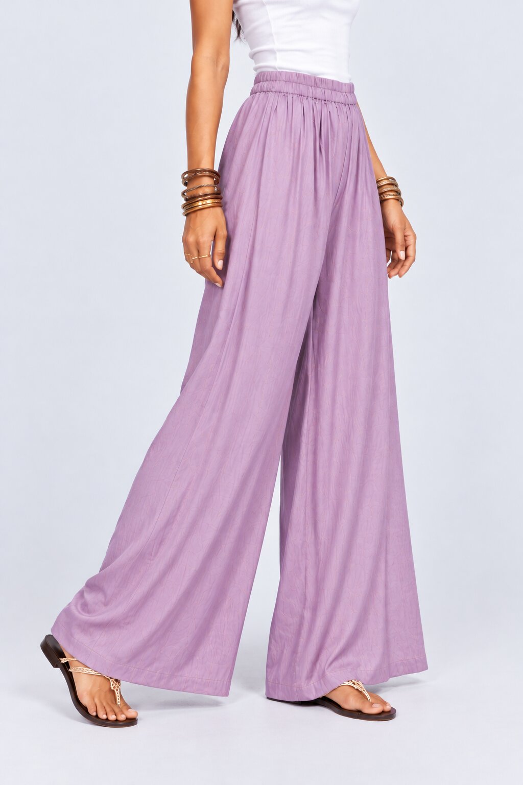 Womens Lilac Flared Festive Palazzos - Image 4