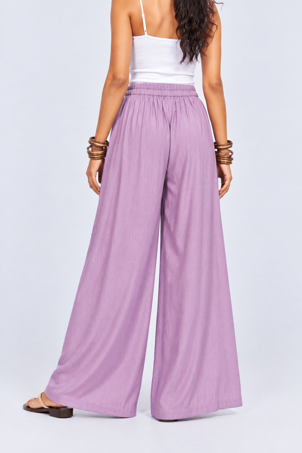 Womens Lilac Flared Festive Palazzos - Image 5