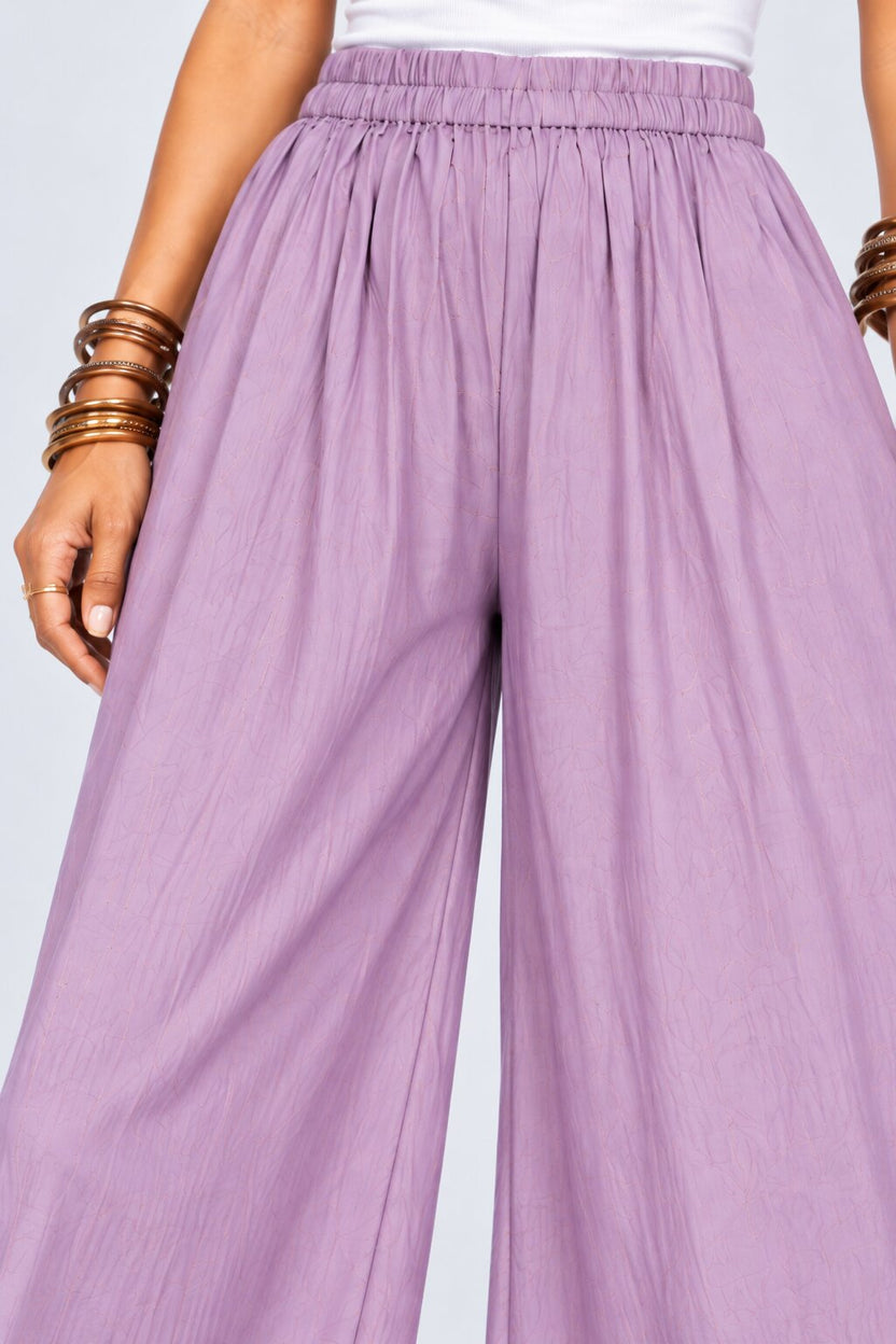 Womens Lilac Flared Festive Palazzos - Image 7