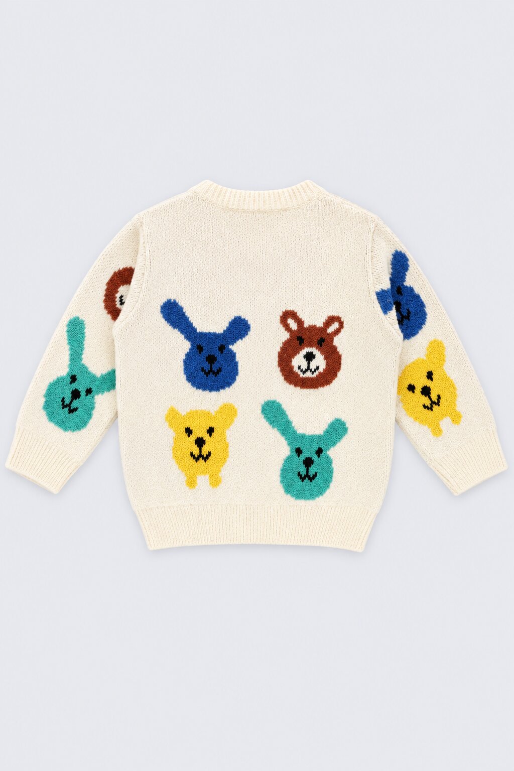 Infant Boys Beige Bunny Pattern Knitted Sweater - Image 3