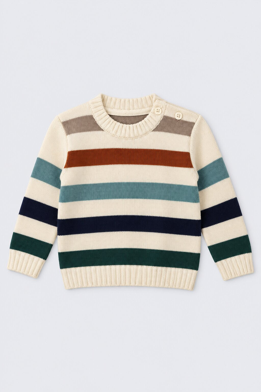 Infant Boys Striped Knitted Multicolored Winter Sweater - Image 2