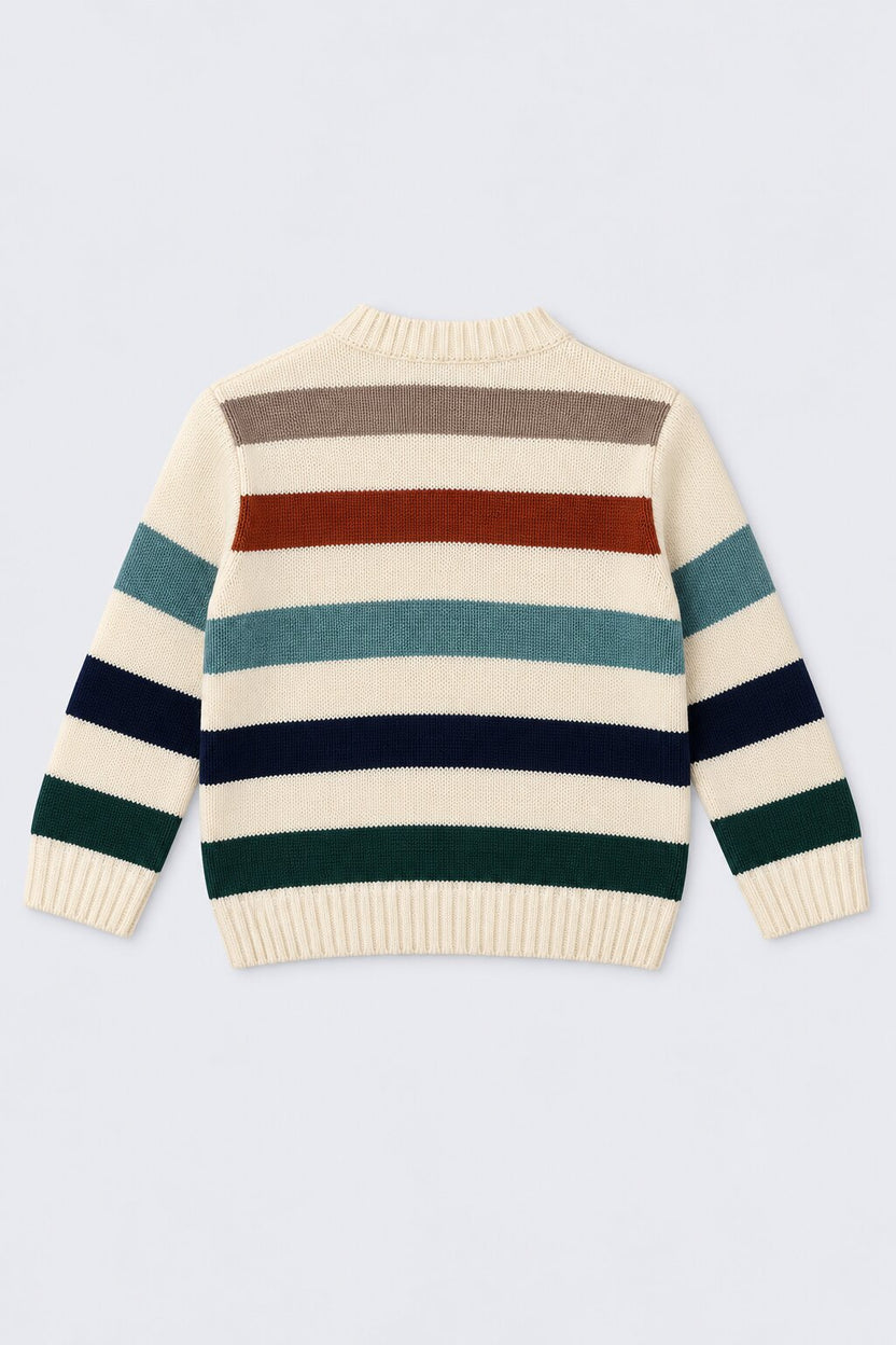 Infant Boys Striped Knitted Multicolored Winter Sweater - Image 3