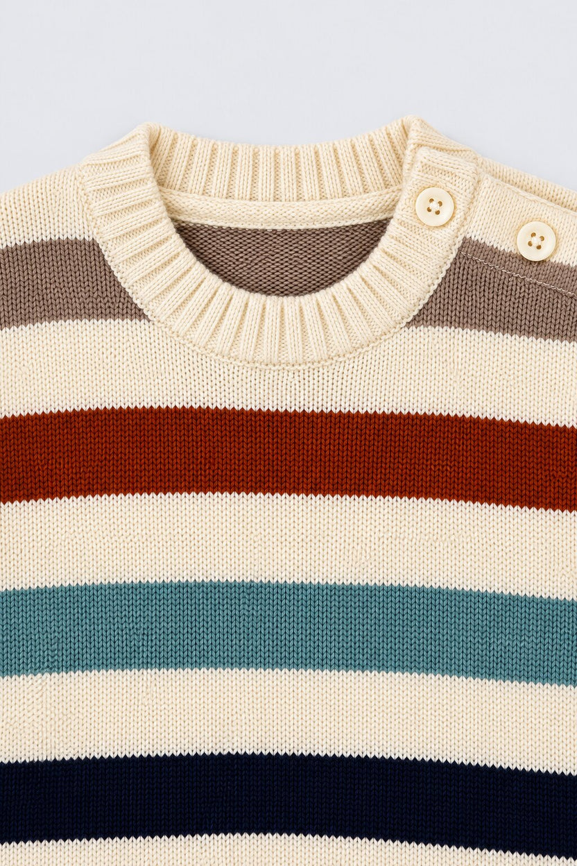 Infant Boys Striped Knitted Multicolored Winter Sweater - Image 5