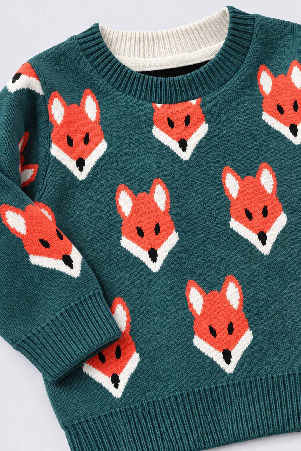 Infant Boys Fox Print Olive Knitted Sweater - Image 6