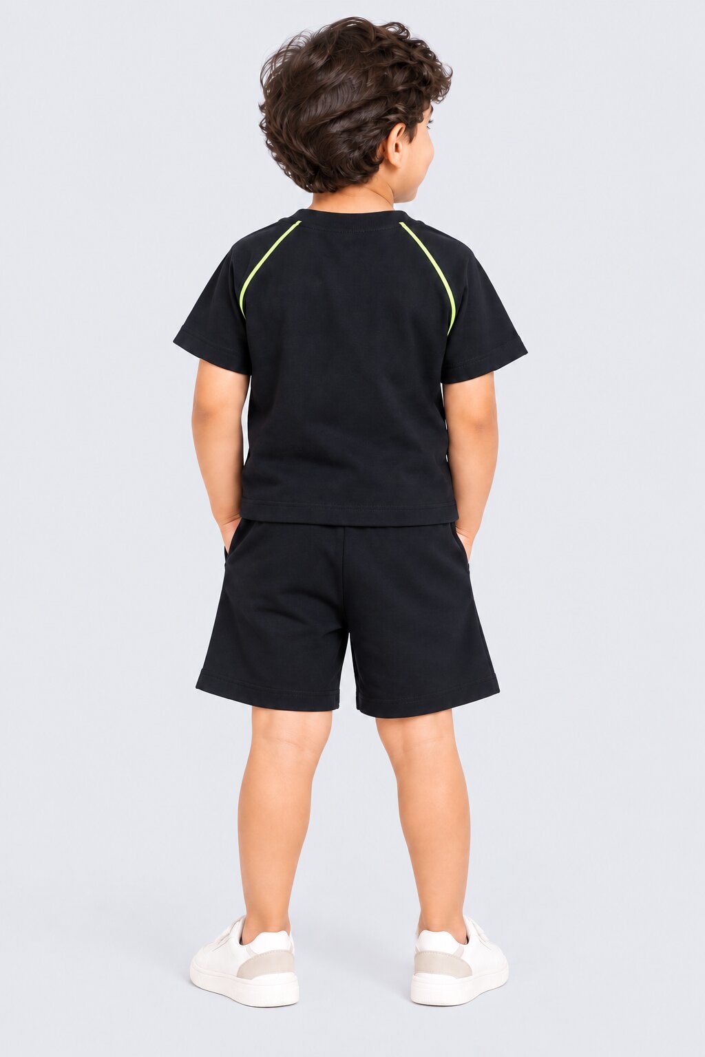 Boys Black Robot Print T-Shirt and Shorts Set - Image 3