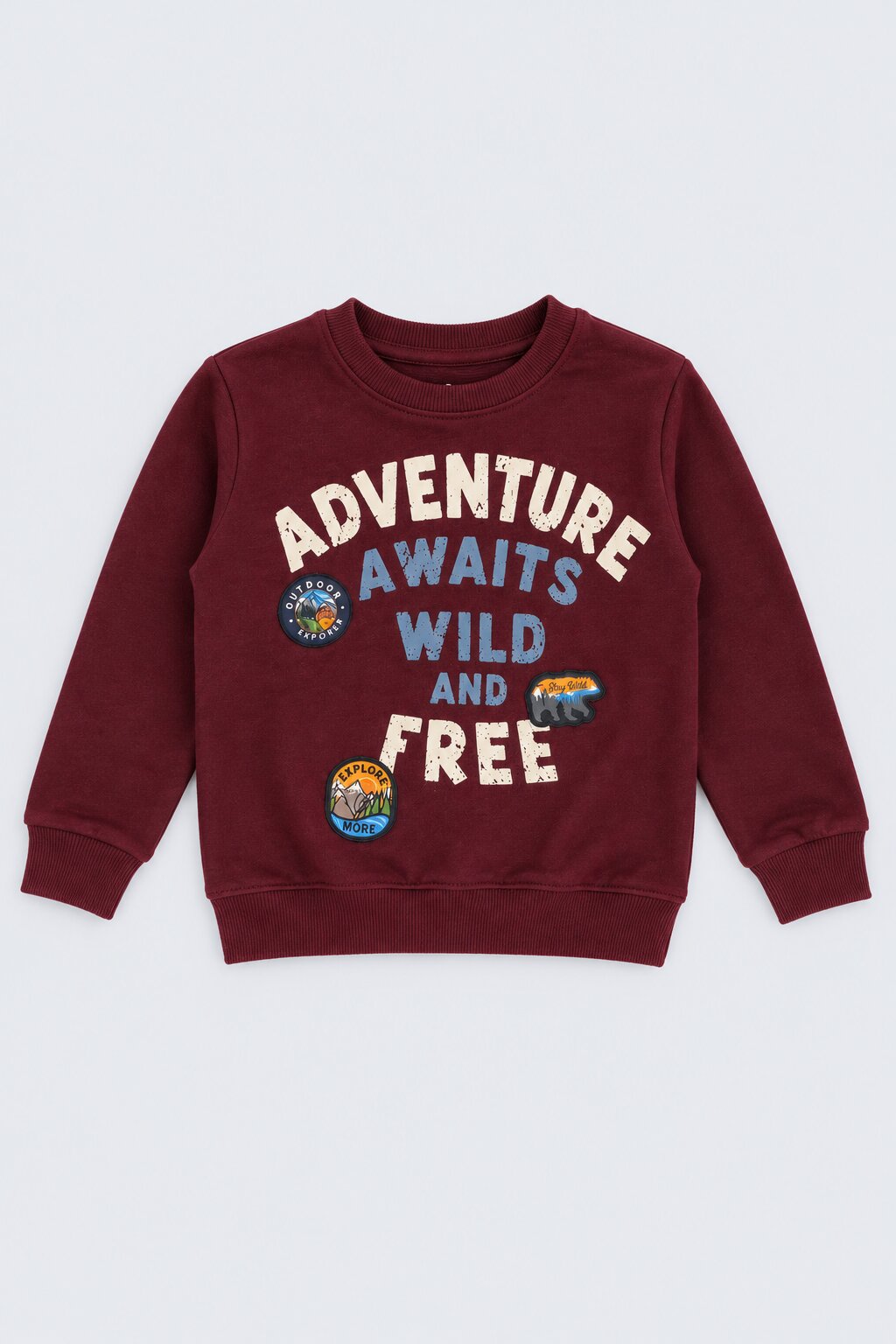Boys Maroon Adventure Typographic Sweatshirt - Image 2