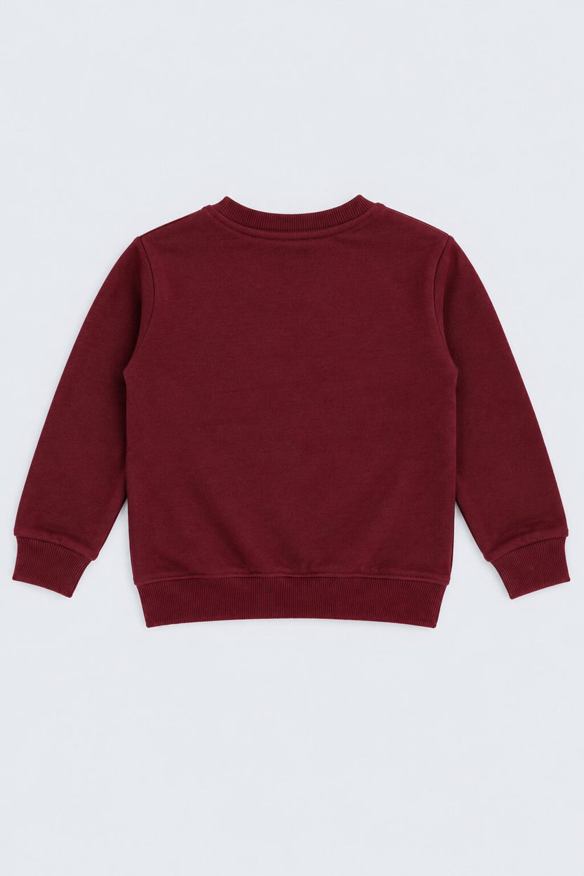 Boys Maroon Adventure Typographic Sweatshirt - Image 3
