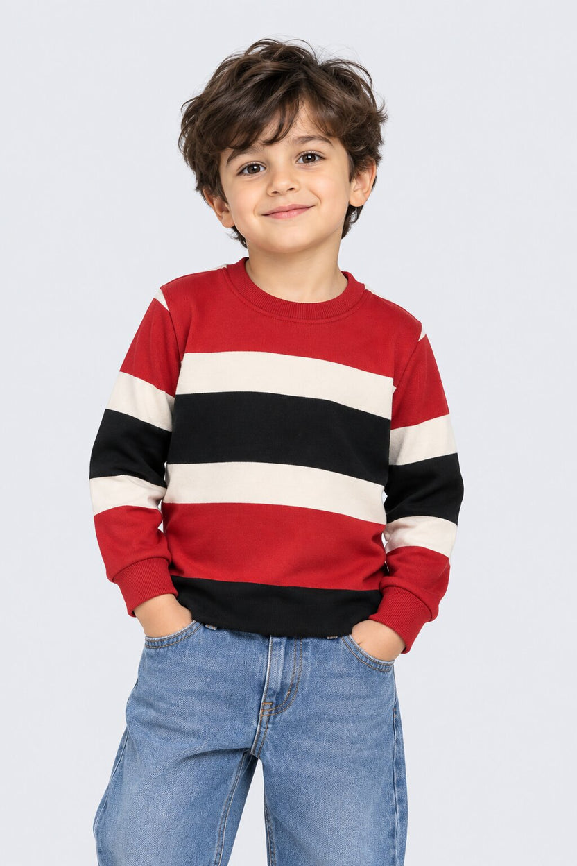Boys Striped Crew Neck Sweatshirt - Image 1