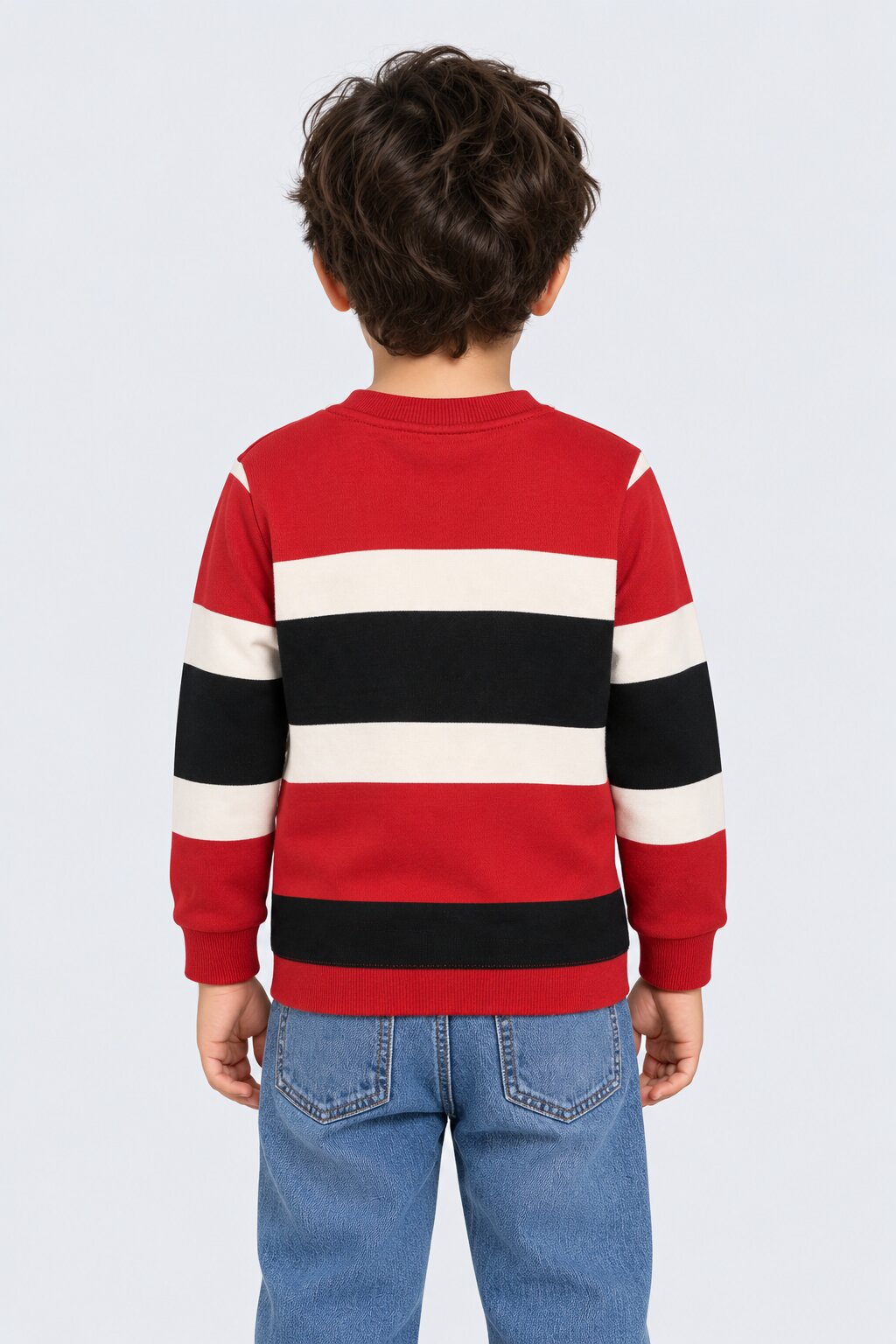Boys Striped Crew Neck Sweatshirt - Image 3