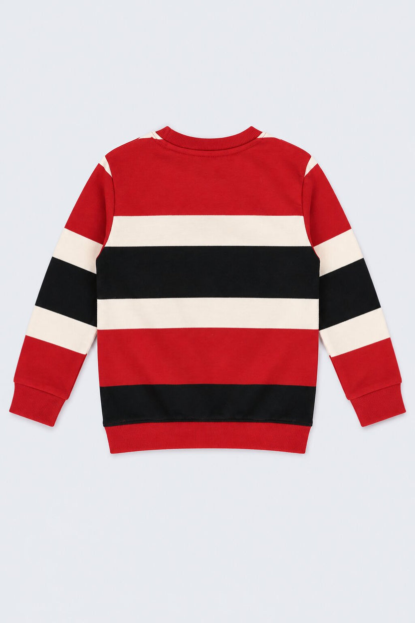 Boys Striped Crew Neck Sweatshirt - Image 4