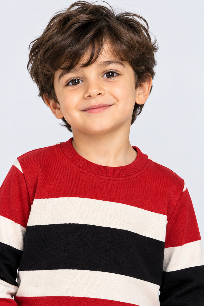 Boys Striped Crew Neck Sweatshirt - Image 6