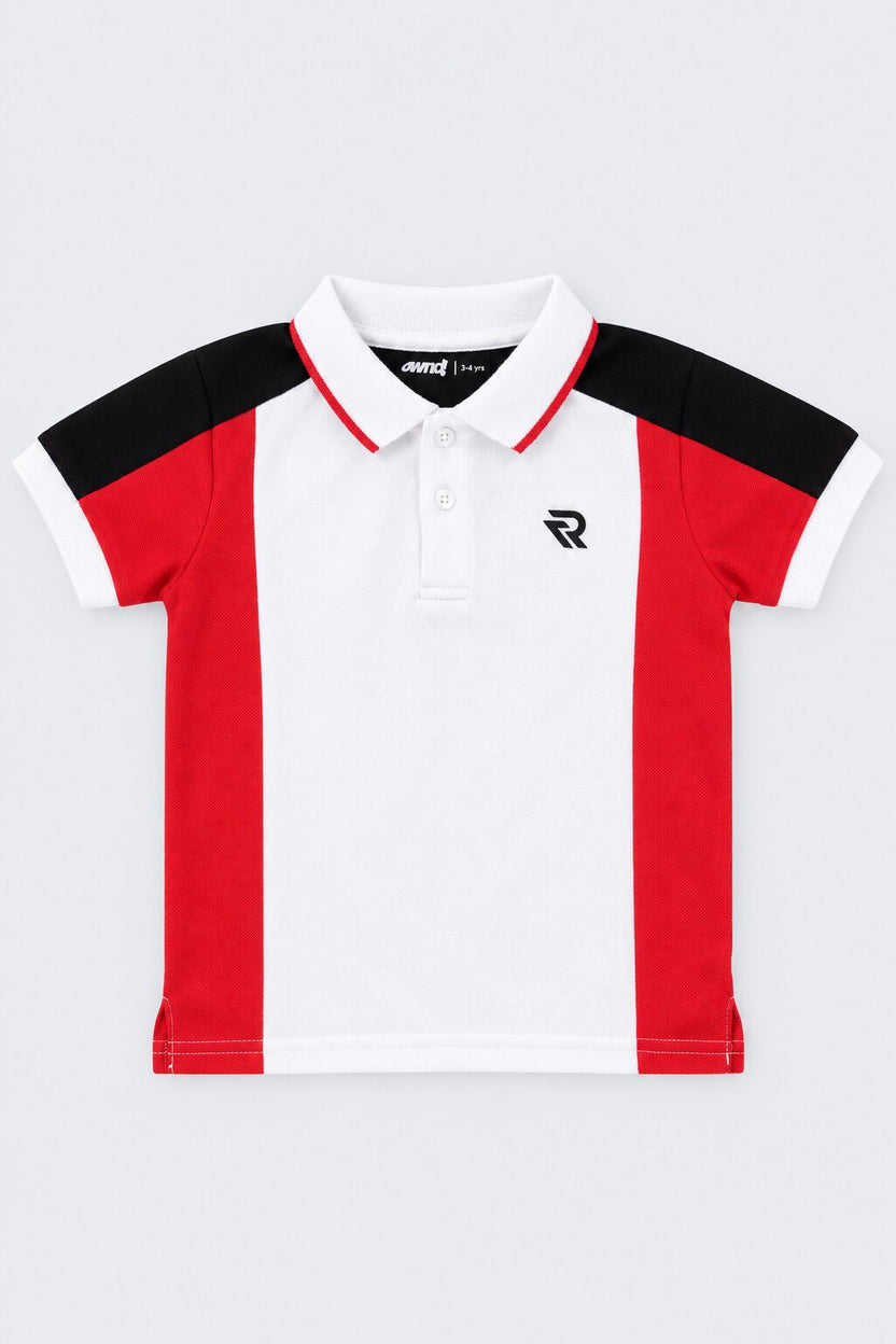 Boys Multicolored Colorblock Polo T-Shirt - Image 2