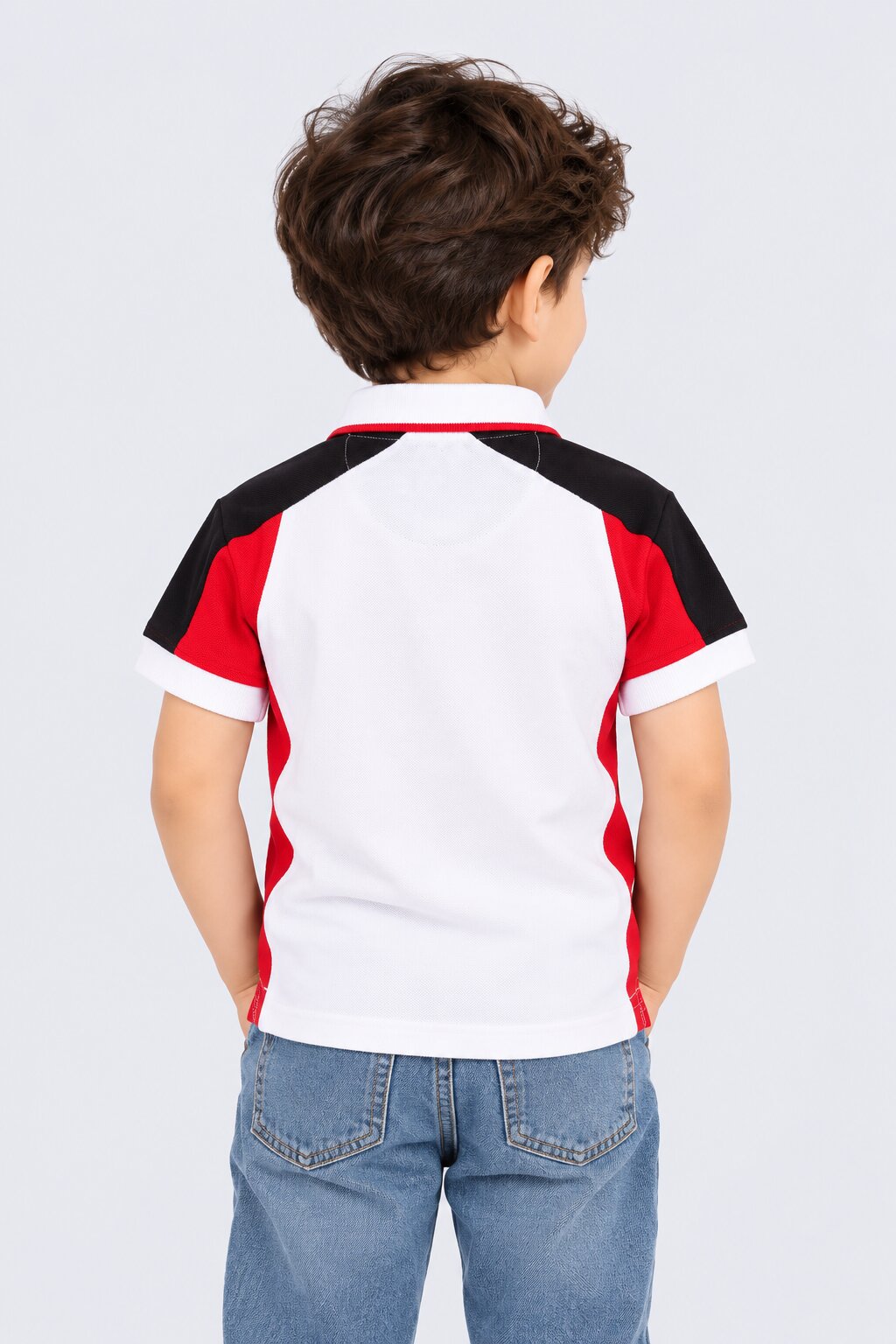 Boys Multicolored Colorblock Polo T-Shirt - Image 3