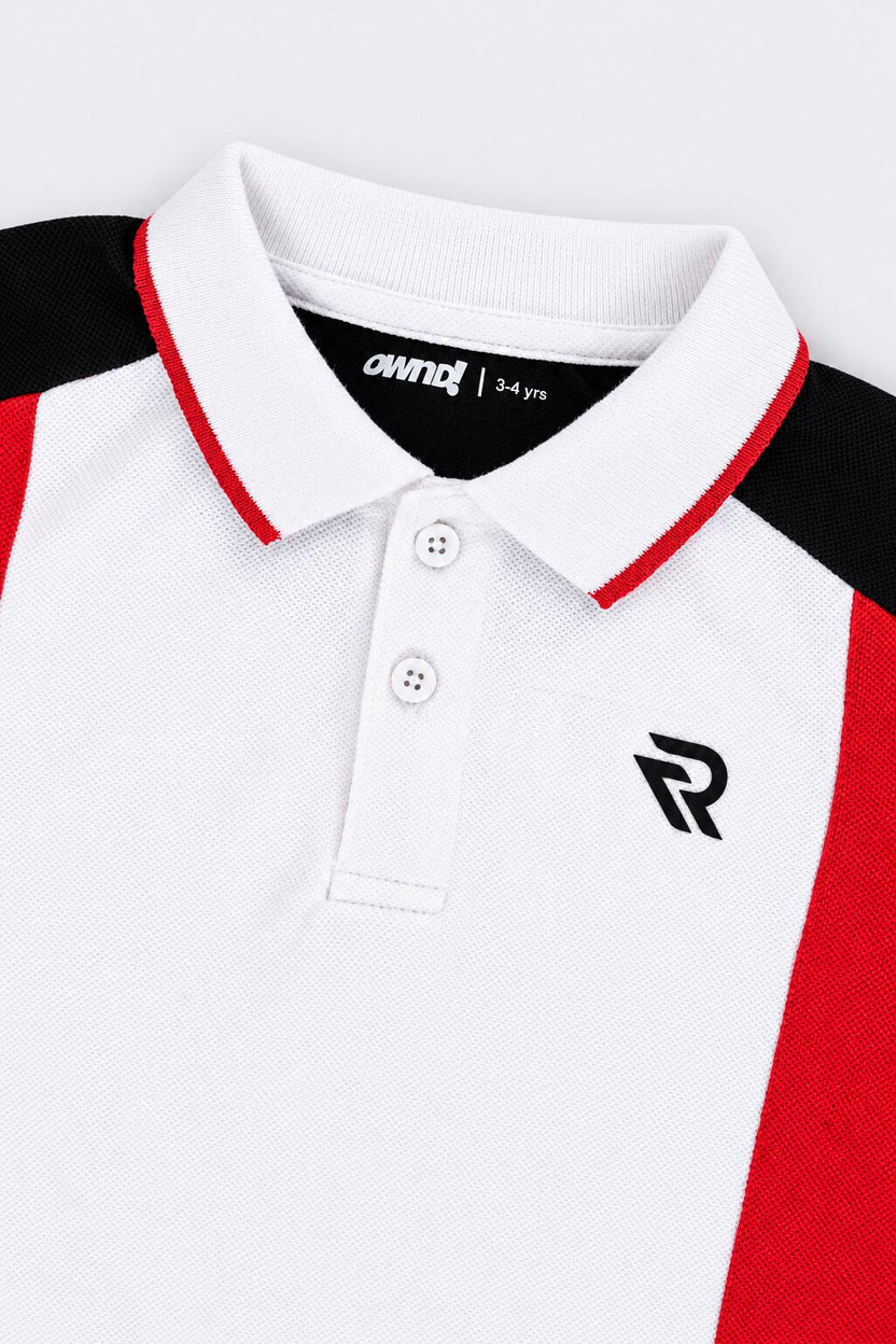 Boys Multicolored Colorblock Polo T-Shirt - Image 5