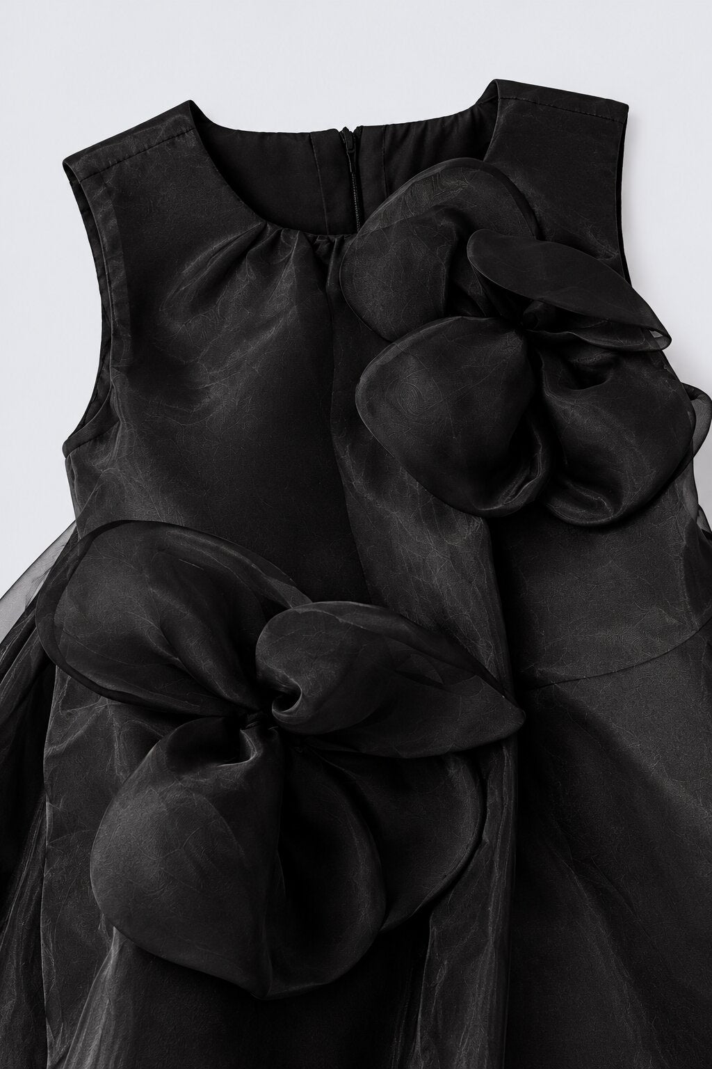 Girls Black Floral Applique Party Dress - Image 6