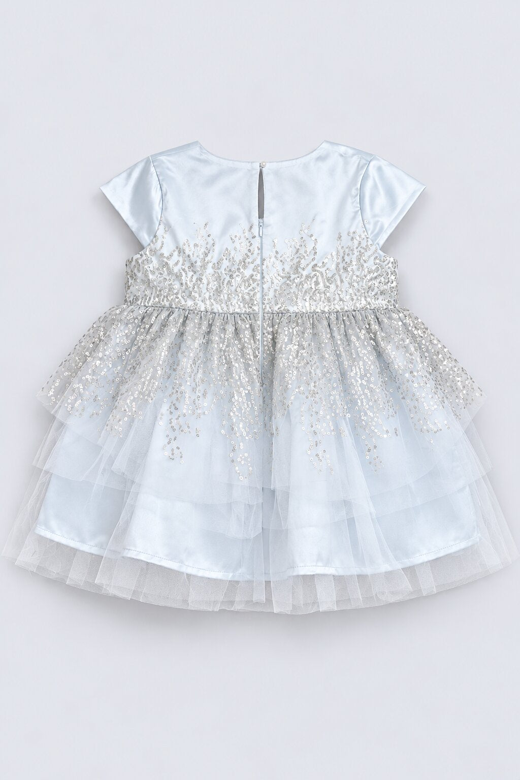 Girls Light Blue Sequin Embellished Party Dress - Image 4
