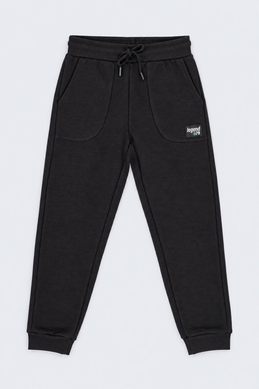 Tweens Boys Black Solid Knit Jogger - Image 2