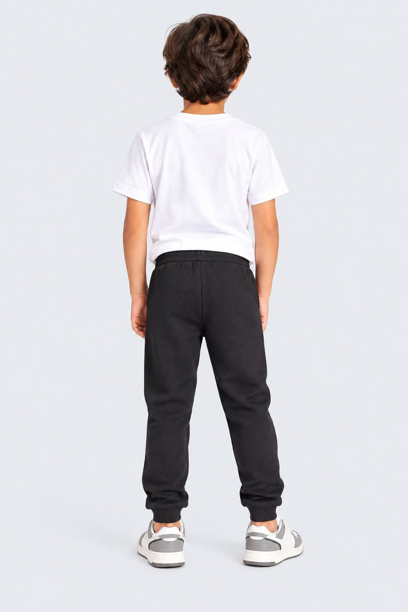 Tweens Boys Black Solid Knit Jogger - Image 4
