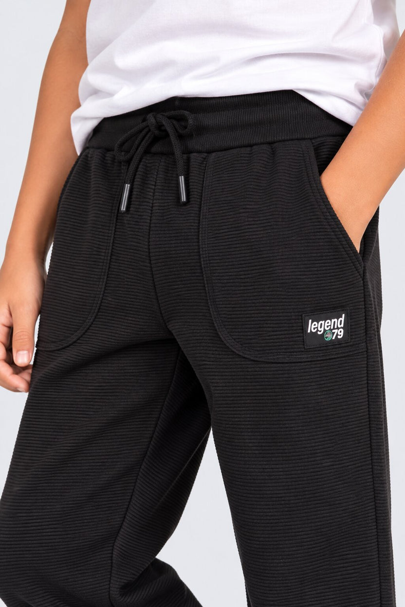 Tweens Boys Black Solid Knit Jogger - Image 7