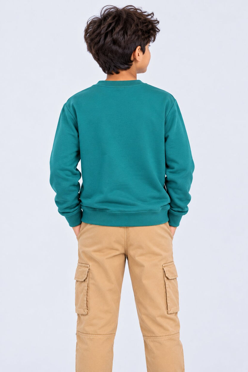 Tweens Boys Skate Green Crew Graphic Sweatshirt - Image 3