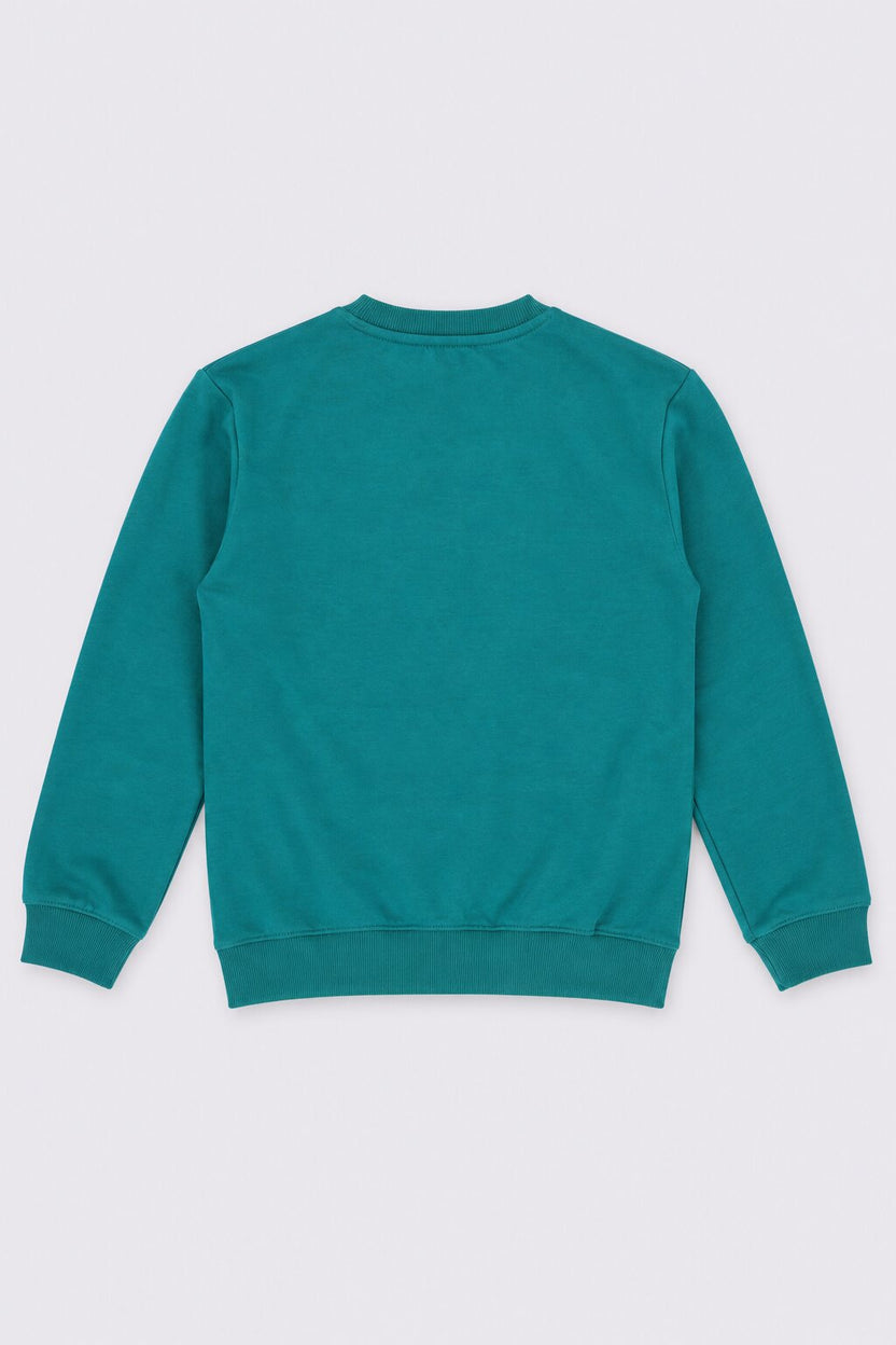 Tweens Boys Skate Green Crew Graphic Sweatshirt - Image 4